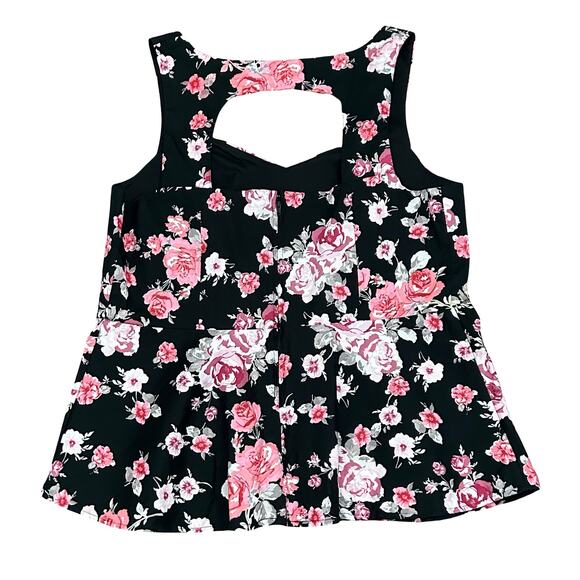 Torrid Black Pink Floral Print Sweetheart Neck Babydoll Cami Going Out Top 2XL - Picture 3 of 8